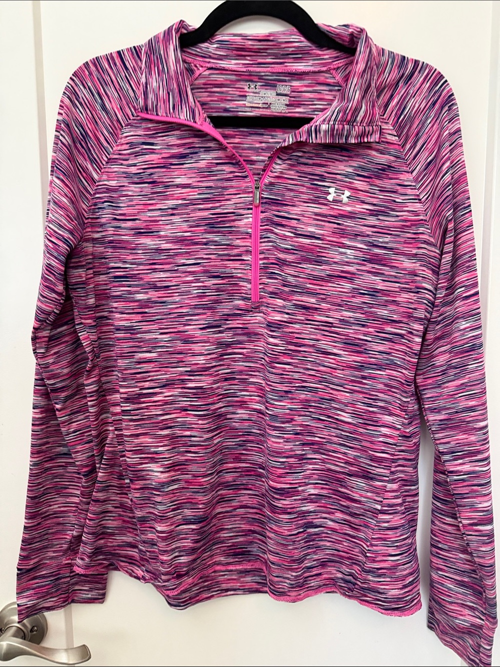 Under Armour Pink and Navy Space-Dye Half-Zip Pullover